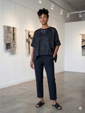 MEGAN-ILENE Lagenlook Airy Top Black